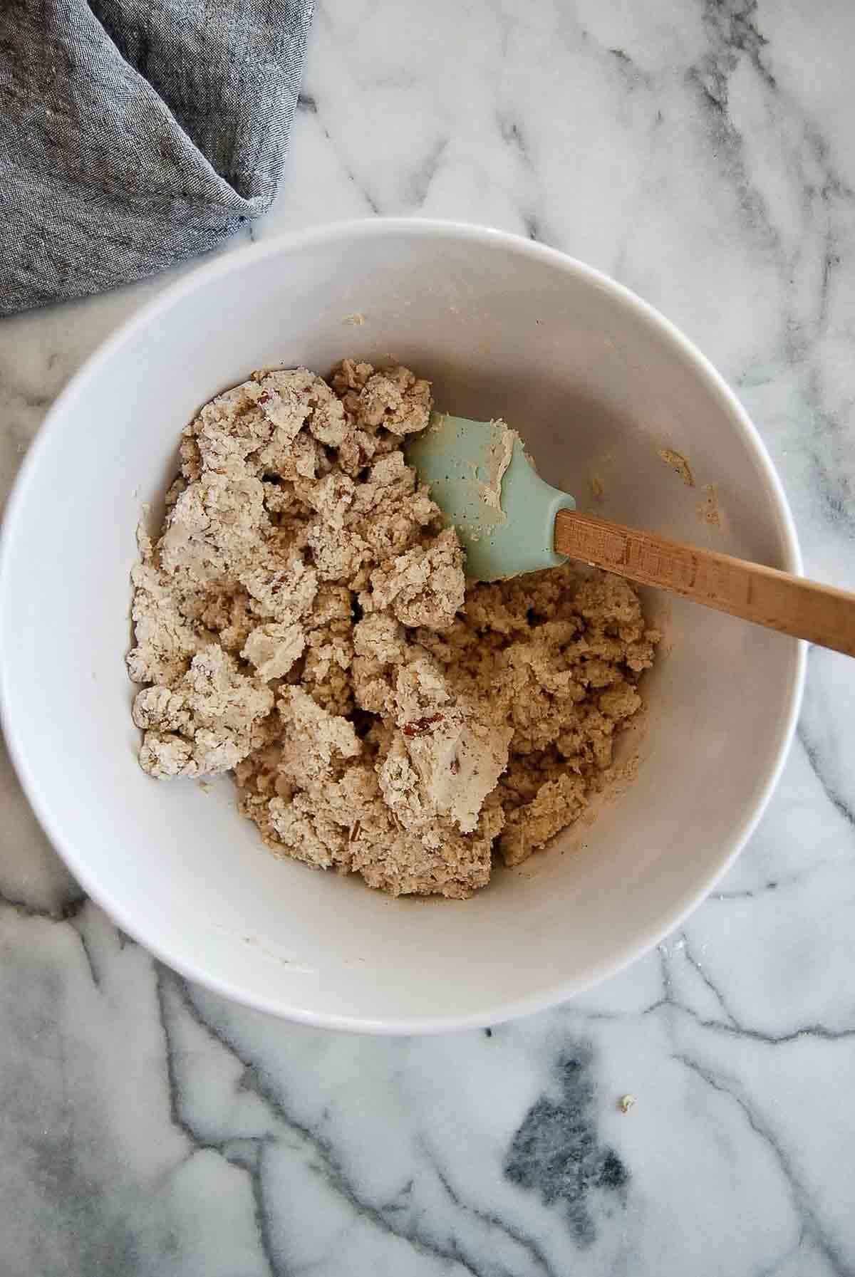 mixed dough for mexican wedding cookies.