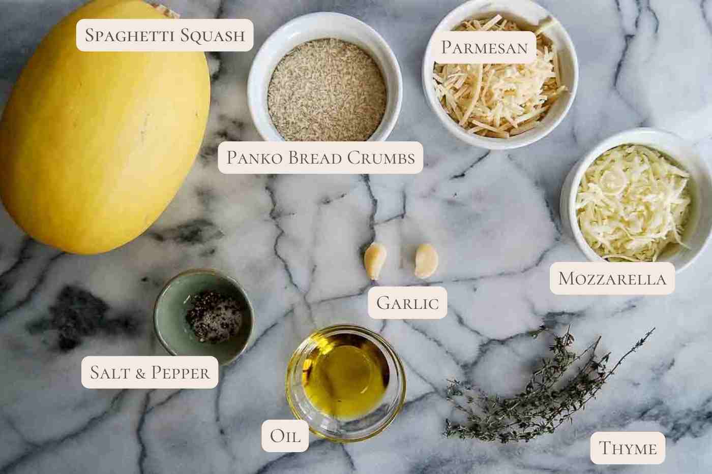 ingredients for air fryer spaghetti squash on countertop.