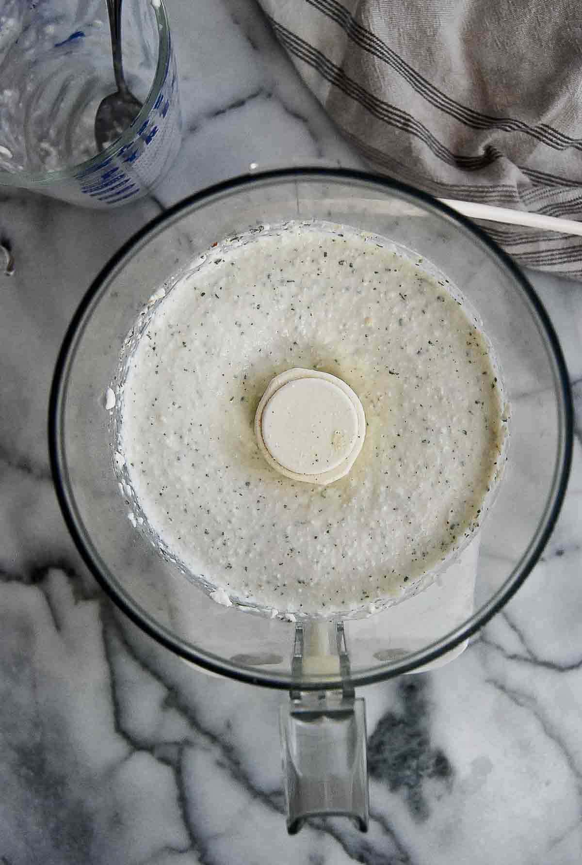 blended cottage cheese and ranch mixture.