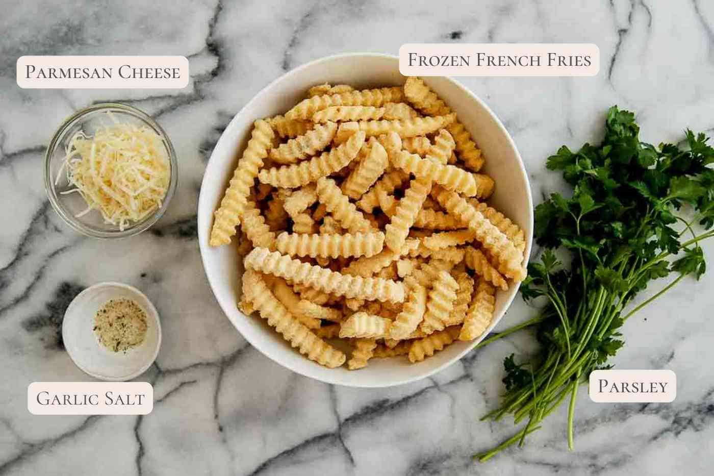 ingredients for frozen french fries in air fryer.