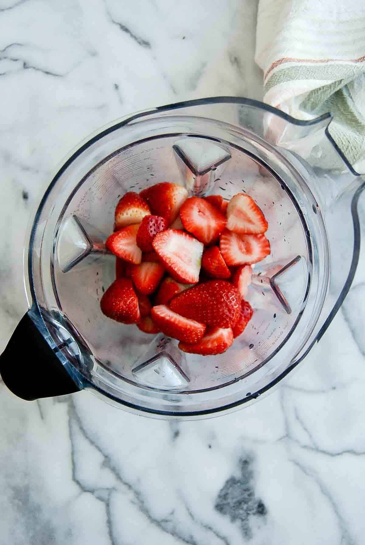 strawberries in blender.