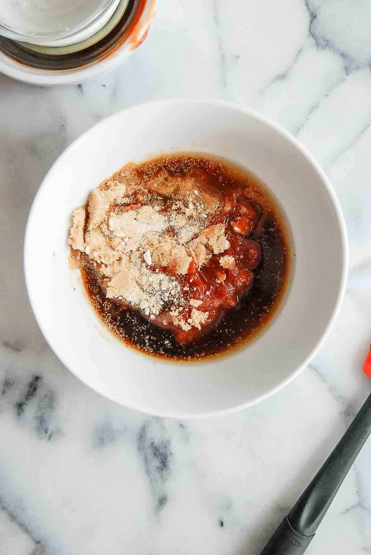 meatloaf glaze ingredients in mixing bowl.