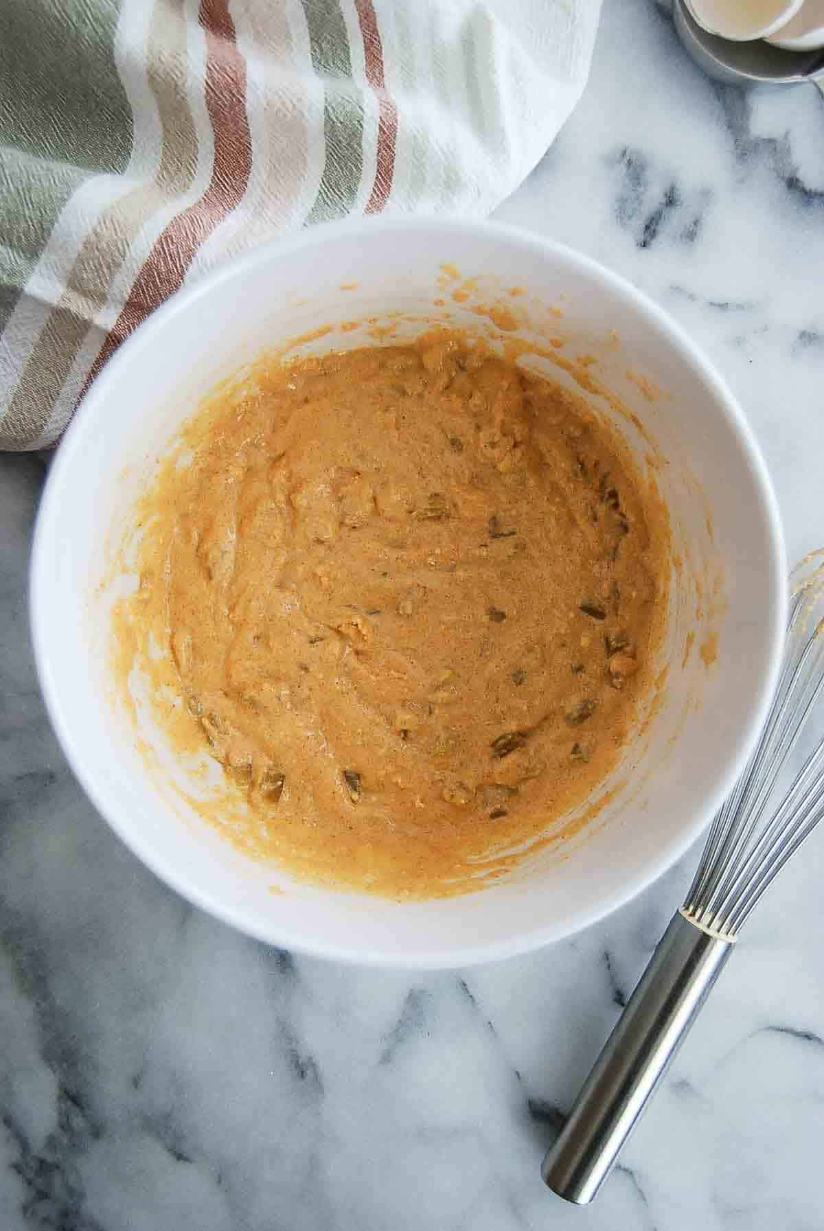 Cornbread mix with canned green chiles.