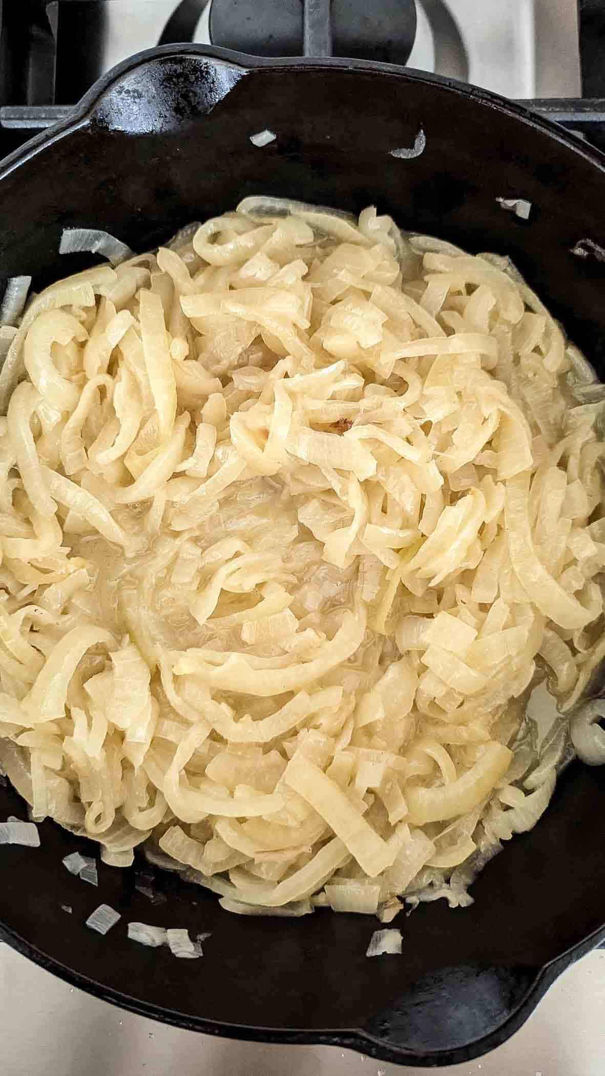 caramelized onions in skillet.