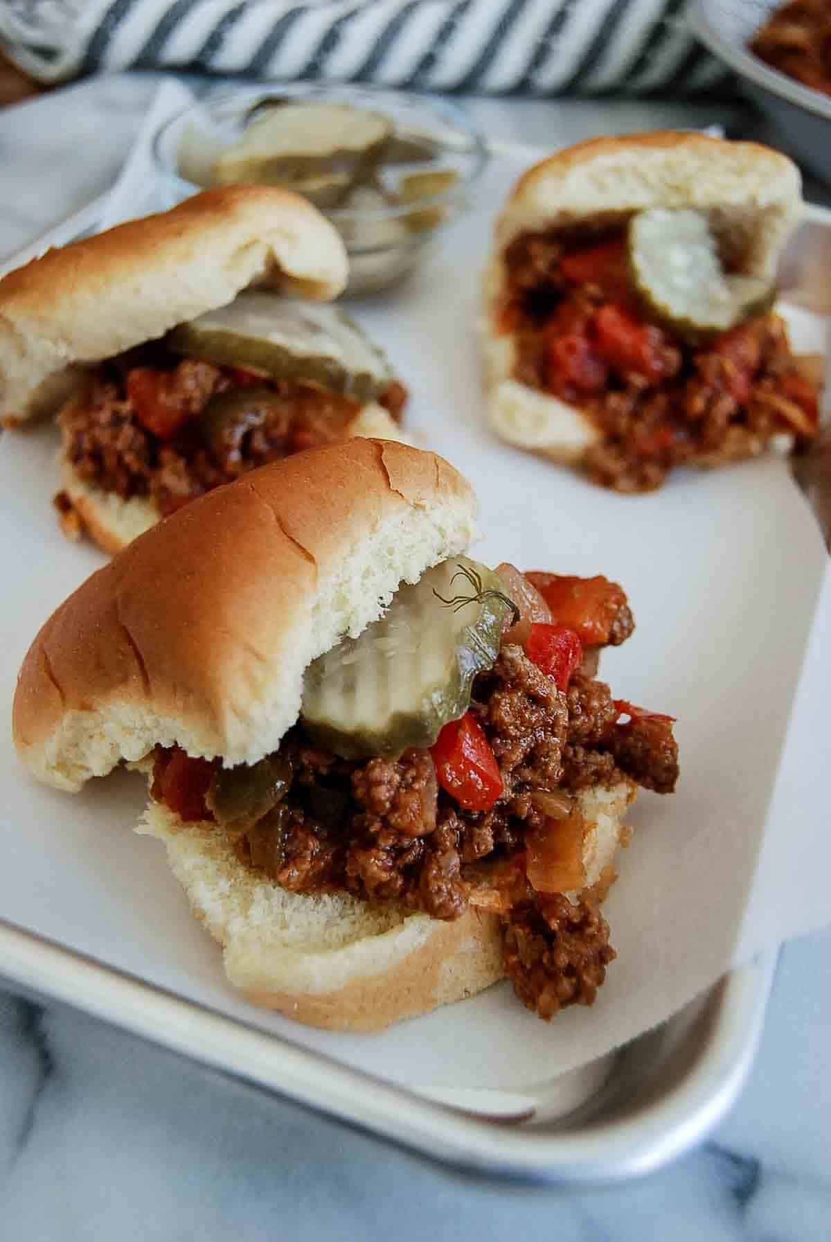 side view of sloppy joe slider.