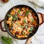 marry me chicken pasta in pot.