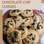 small batch chocolate chip cookies on serving board.