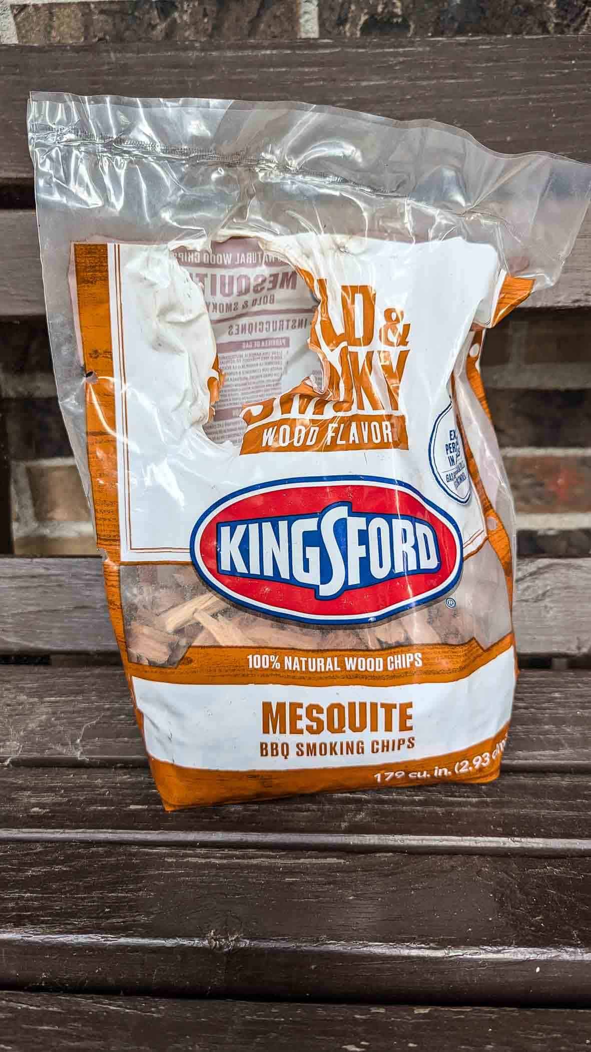 mesquite bbq smoking chips in bag.