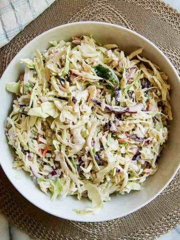 coleslaw for pulled pork in bowl.