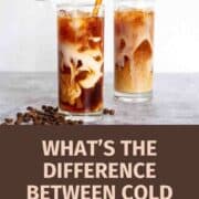 nitro coffee vs. cold brew on countertop.