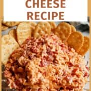 pimento cheese dip with crackers on the side.