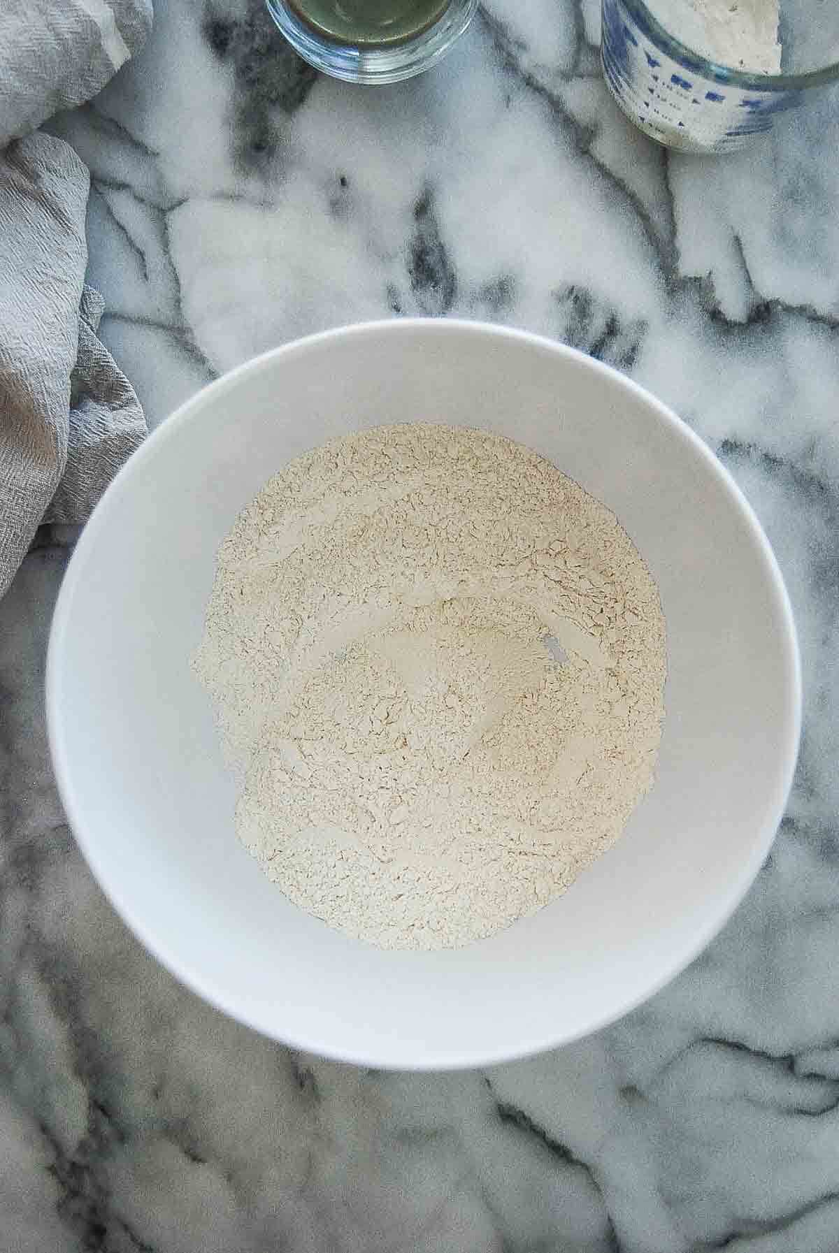 flour mixture in bowl.