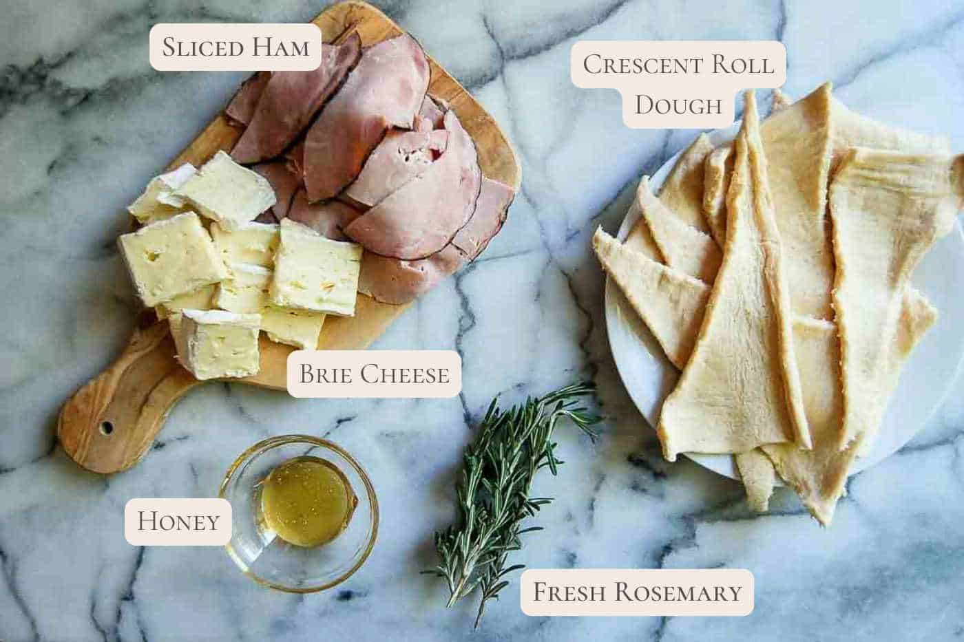 ingredients for ham and cheese crescent rolls.