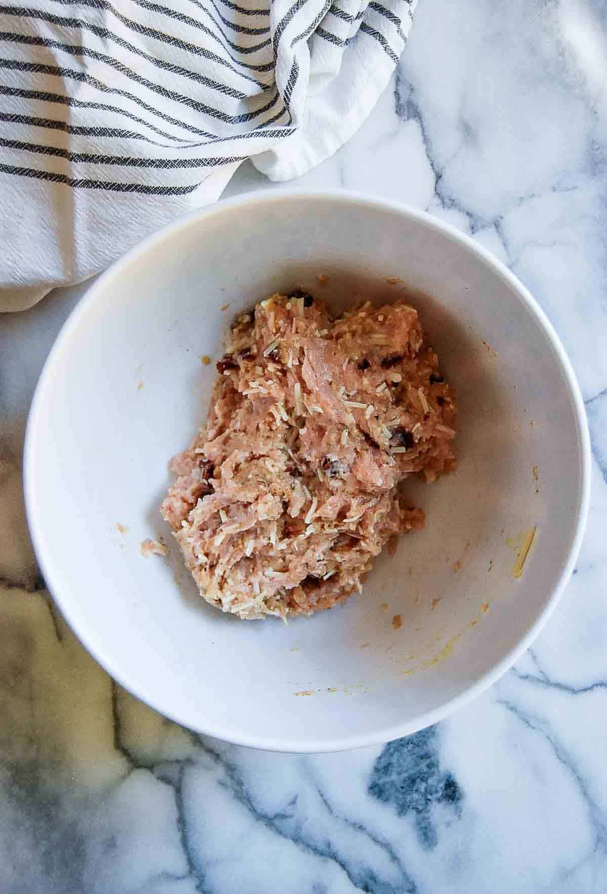 combined chicken meatball mixture.
