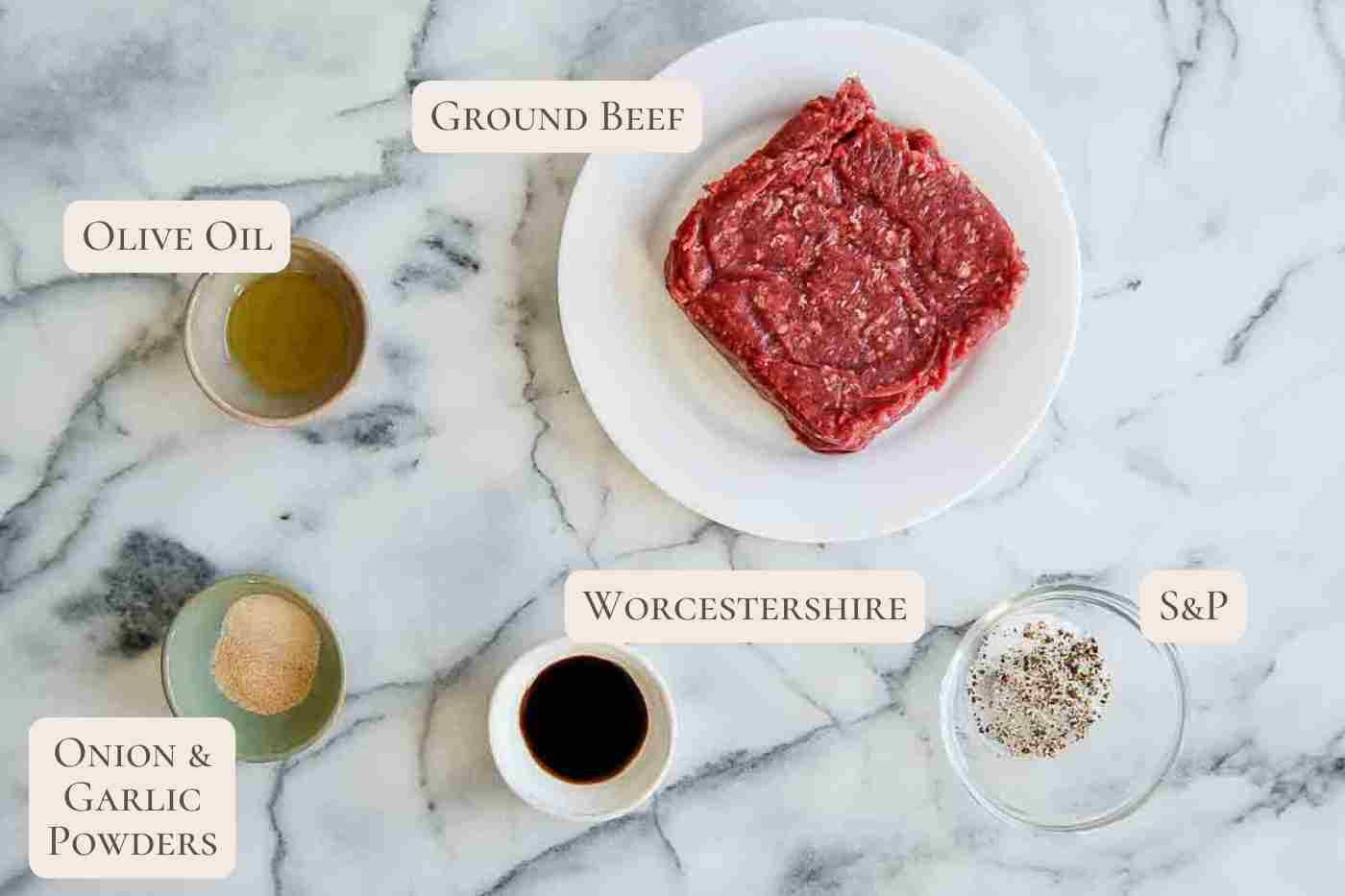 ingredients for ground beef mixture for burger bowls.