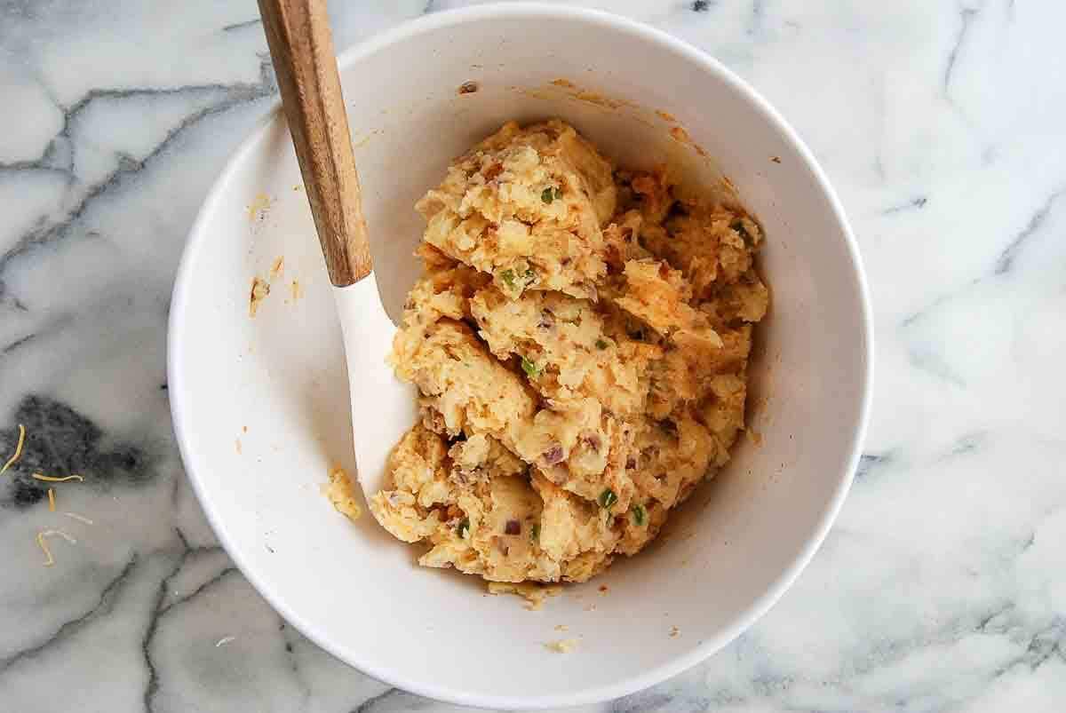 potato tacto mixture in bowl.