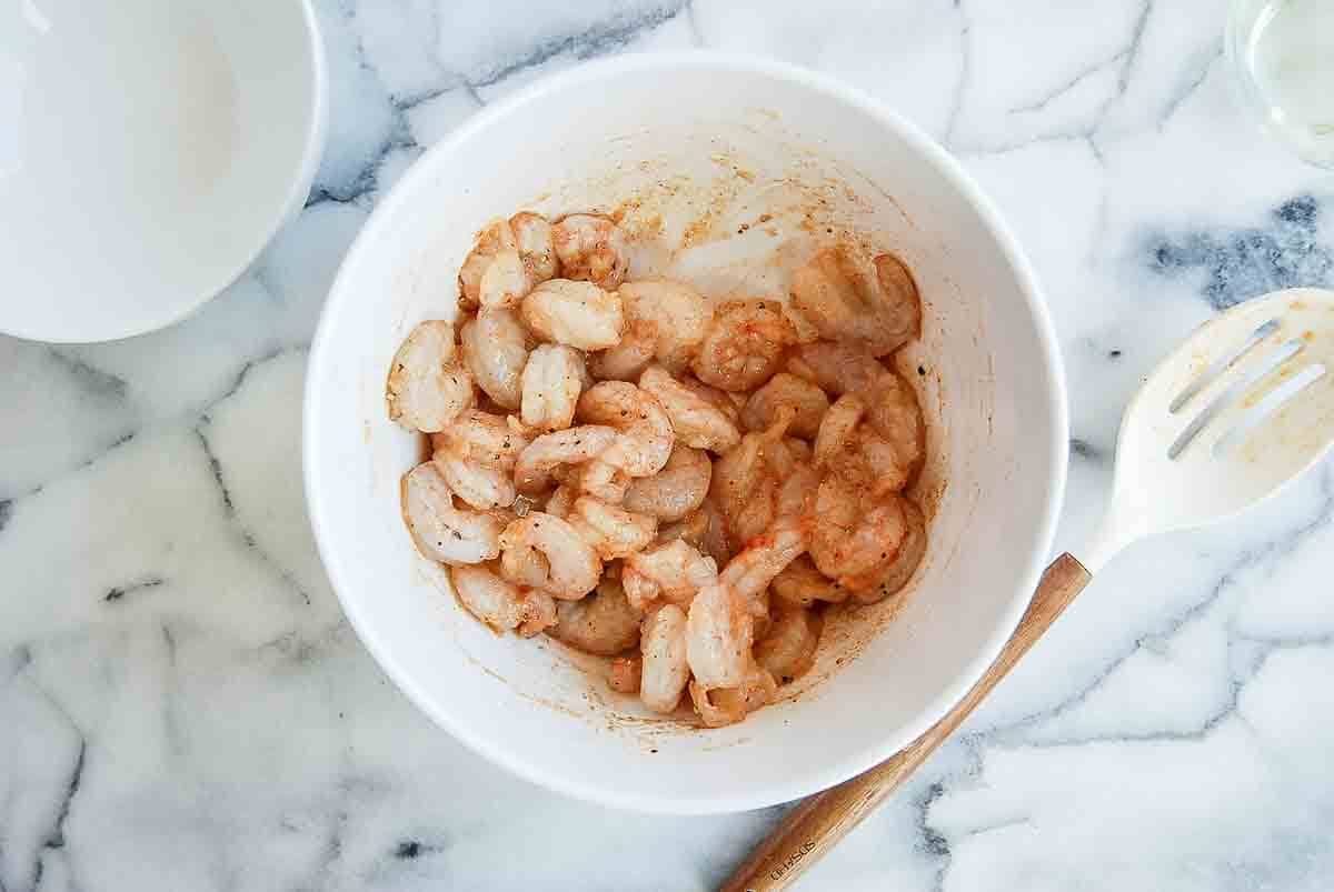 shrimp mixed with spices.