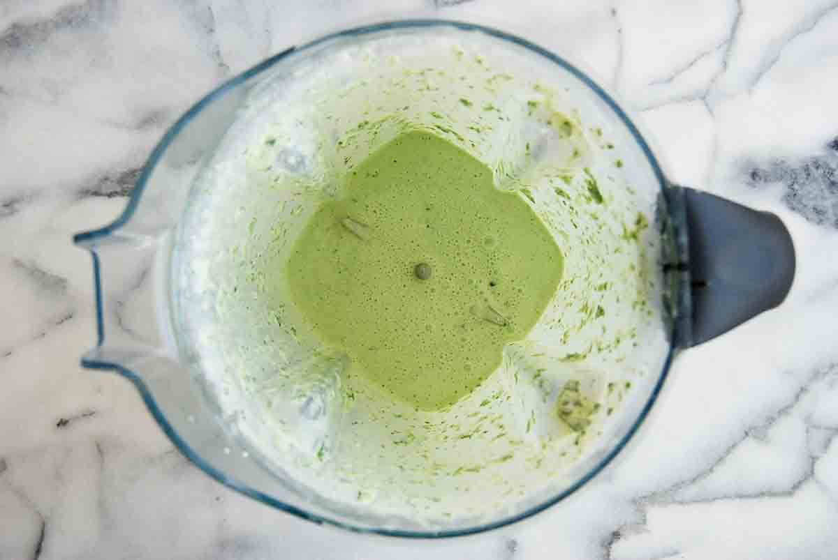mixed cilantro lime sauce in blender.