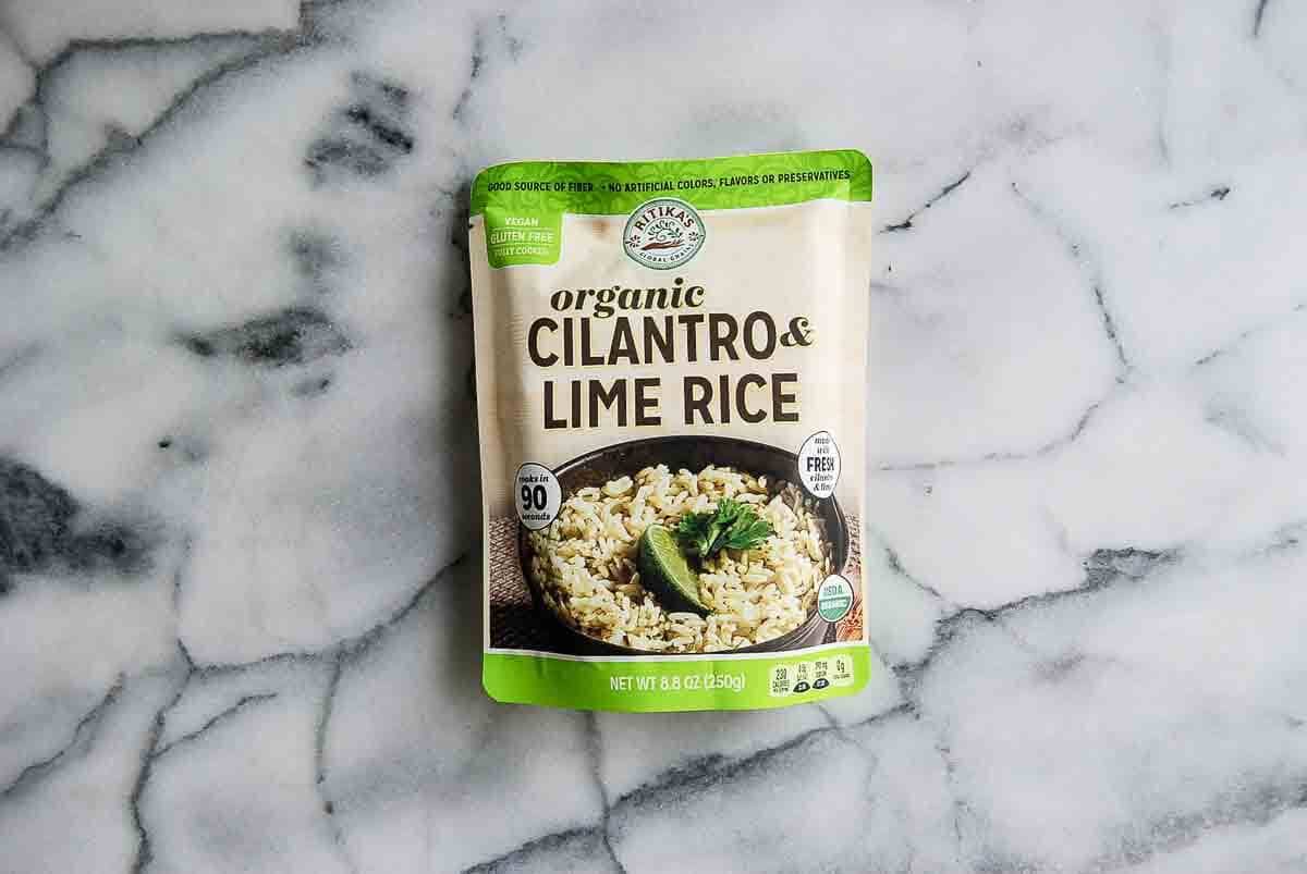 cilantro lime rice in microwavable package.