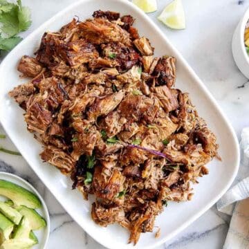 instant pot pork carnitas on platter.