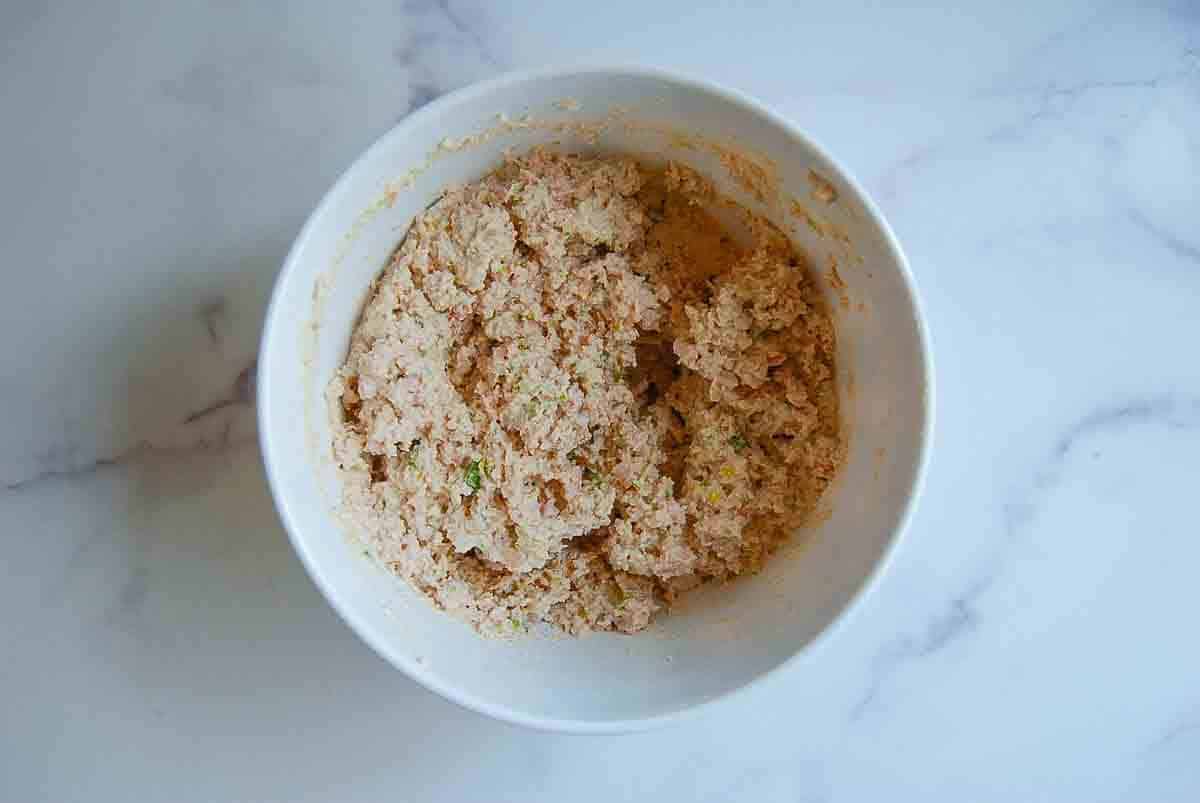 ham salad blended in a bowl.
