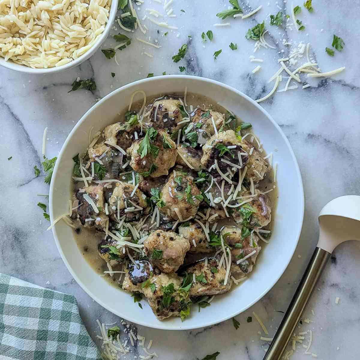 Chicken Piccata Meatballs with Lemon Caper Sauce